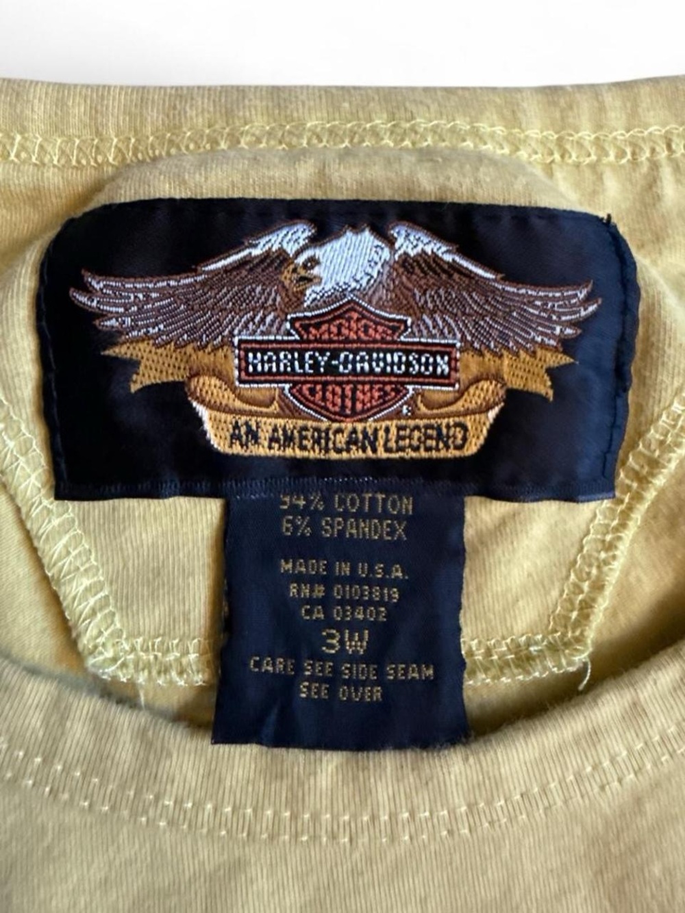 Vintage Harley-Davidson Yellow Tank with White Chest Stripe - Picture 3 of 5